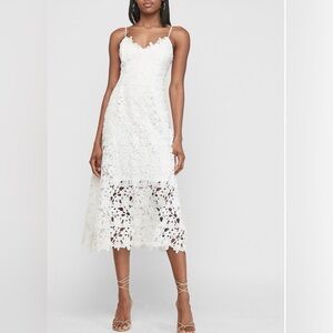 NWT Express White Floral Lace Midi Dress